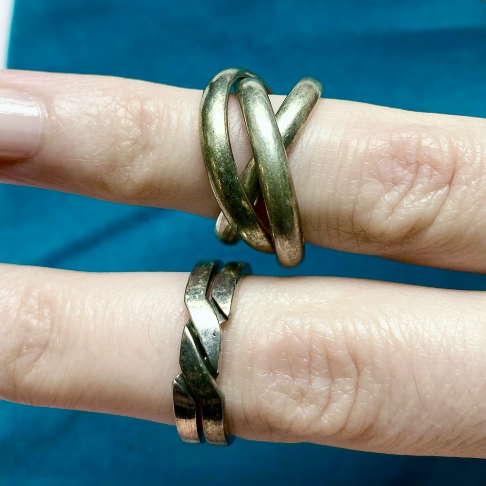 Two 925 Sterling Silver Stacked Interlocking Rings